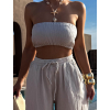 Béžový mušelínový crop top BALEEN pás přes prsa (Veľkosť ONESIZE)