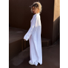 Biele dlhé maxi mušelínové košeľové šaty EVANES