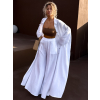 Biele dlhé maxi mušelínové košeľové šaty EVANES