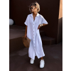 Biele dlhé mušelínové košeľové šaty NUKET s krátkym rukávom