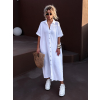 Biele dlhé mušelínové košeľové šaty NUKET s krátkym rukávom
