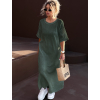 Khaki mušelínové dlouhé maxi šaty SPEEDY (Veľkosť ONESIZE)