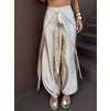 Krémové variabilné saténové viazacie nohavice MARINE