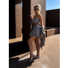 Šedohnedá krátka mušelínová sukňa LARLEY s kraťaskami