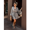 Šedohnedé krátke mušelínové šaty STEFANIE