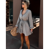 Šedohnedé krátke mušelínové šaty STEFANIE