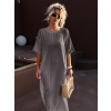 Šedohnedé mušelínové dlhé maxi šaty SPEEDY