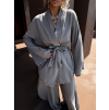 Šedohnědý mušelínový zavazovací cardigan CHANIA (Veľkosť ONESIZE)
