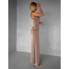 Béžové dlhé elastické šaty TORTYNA