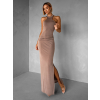 Béžové dlhé elastické šaty TORTYNA