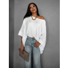Biela oversize tunika LYONNEL s dlhým rukávom