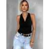 Čierny elegantný top OWENS s výstrihom