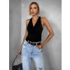 Čierny elegantný top OWENS s výstrihom
