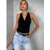 Čierny elegantný top OWENS s výstrihom