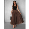 Hnedá dlhá tylová sukňa LETTEW