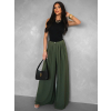 Khaki široké wide leg kalhoty VATIKA (Veľkosť ONESIZE)