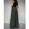 Khaki široké wide leg kalhoty VATIKA (Veľkosť ONESIZE)