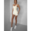 Krémový rebrovaný kraťasový overal ALICAN