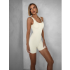 Krémový rebrovaný kraťasový overal ALICAN