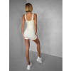 Krémový rebrovaný kraťasový overal ALICAN