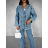 Modrý džínový denim komplet MEYERA (Veľkosť ONESIZE)