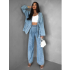 Modrý džínový denim komplet MEYERA (Veľkosť ONESIZE)