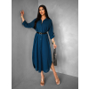 Petrolejové dlhé maxi košeľové šaty NESSY