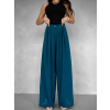 Petrolejové široké wide leg kalhoty VATIKA (Veľkosť ONESIZE)