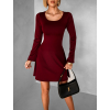 Vínové áčkové šaty STIEL s dlhým rukávom