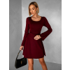 Vínové áčkové šaty STIEL s dlhým rukávom