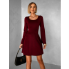 Vínové áčkové šaty STIEL s dlhým rukávom