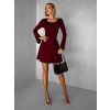 Vínové áčkové šaty STIEL s dlhým rukávom