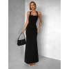Čierne dlhé šaty NELINA s opaskom