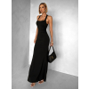 Čierne dlhé šaty NELINA s opaskom