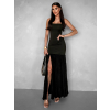Čierne dlhé elegantné šaty BRIENNE s rázporkom