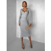 Šedé rebrované šaty ALESUN s dlhým rukávom