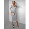 Šedé rebrované šaty ALESUN s dlhým rukávom