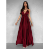 Vínové variabilné saténové šaty VALERDI a rázporkom