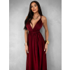 Vínové variabilné saténové šaty VALERDI a rázporkom