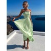 Svetlo zelené plisované šaty CAPRIE bez ramienok