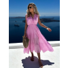 Ružové bavlnené letné dlhé šaty MARISE