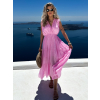 Ružové bavlnené letné dlhé šaty MARISE