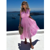 Ružové bavlnené letné dlhé šaty MARISE