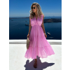 Ružové bavlnené letné dlhé šaty MARISE