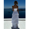 Biele 100% bavlna dlhé elegantné šaty ELYRA s volánmi