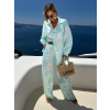 Bielotyrkysový nohavicový mušelínový komplet NORINA