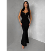 Čierne dlhé letné elegantné šaty FACARY