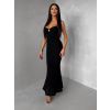 Černé dlouhé letní elegantní šaty FACARY (Veľkosť M/L)