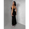 Černé dlouhé letní elegantní šaty FACARY (Veľkosť M/L)
