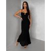 Černé dlouhé letní elegantní šaty FACARY (Veľkosť M/L)